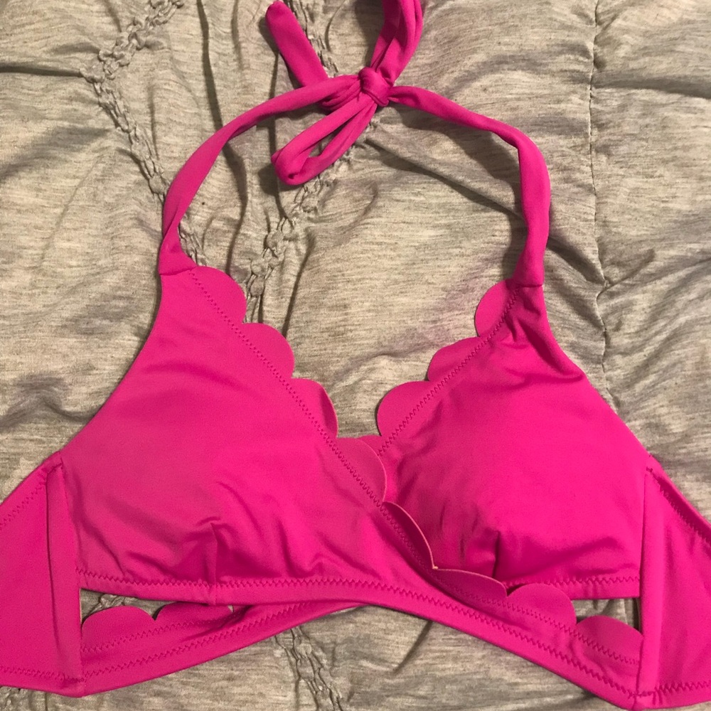 Scalloped wrap bikini top